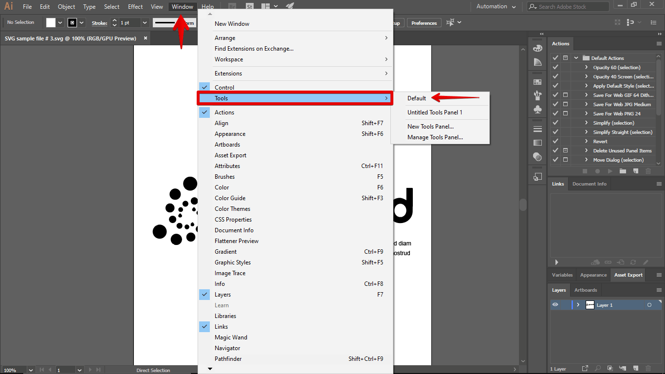 How do I get my toolbar back in Illustrator?