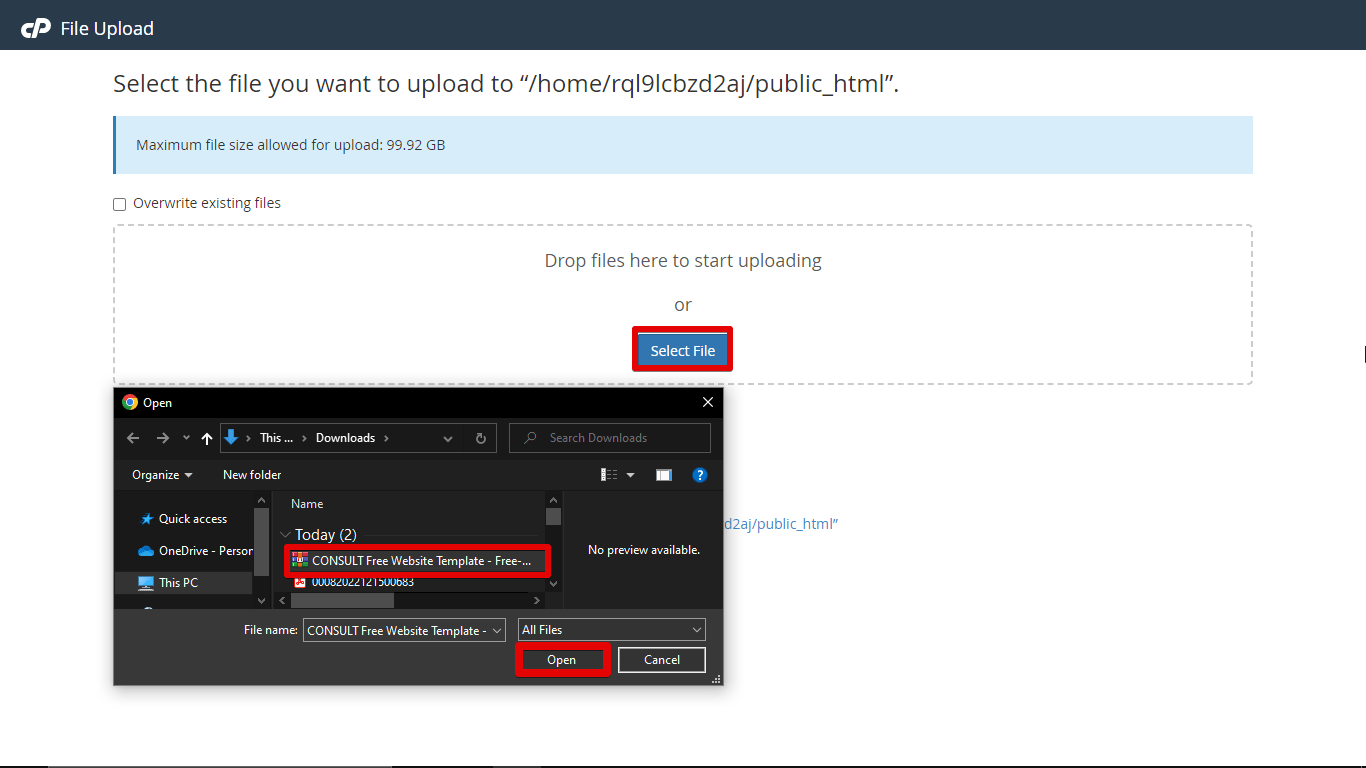 How do I upload HTML to GoDaddy?