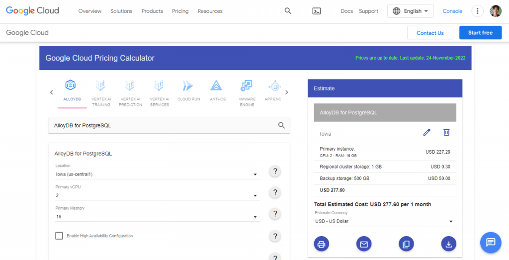 How much does Google Cloud platform cost?