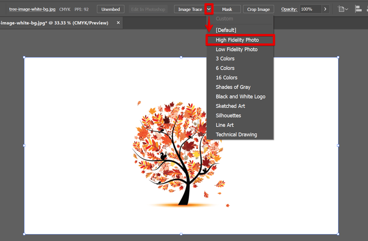 How do I remove the white background from an image in Illustrator
