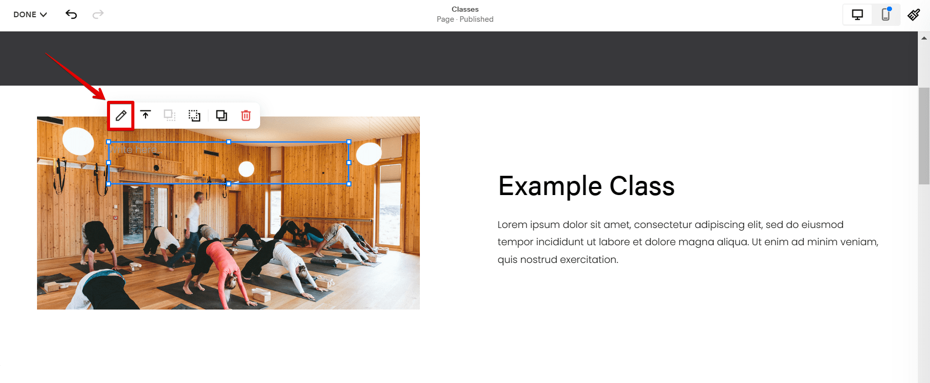 How do I put text over an image in Squarespace?