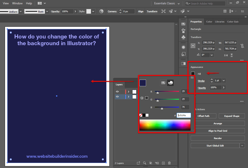 Hướng dẫn đổi màu nền trong Illustrator how to change background color