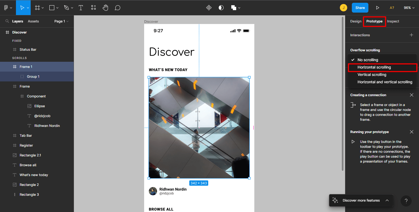 How Do I Make a Horizontal Scroll in Figma Prototype
