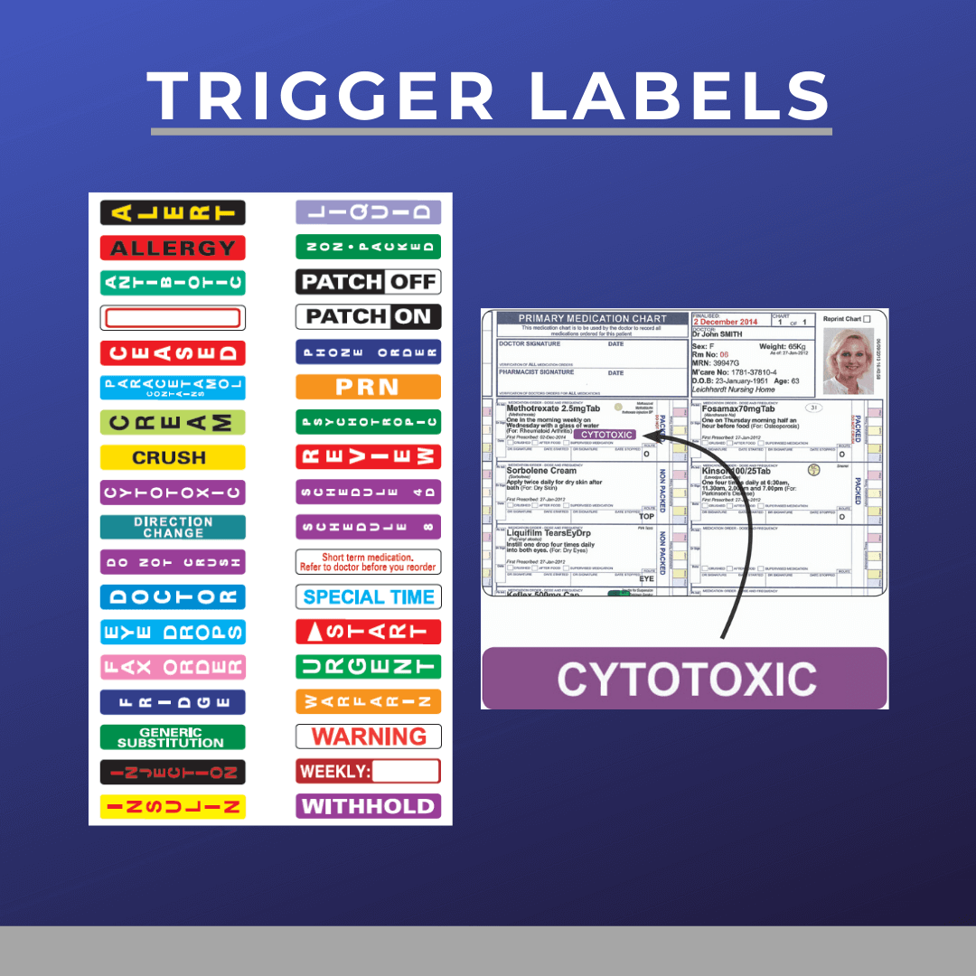 stercare Trigger labels, handy selfadhesive labels