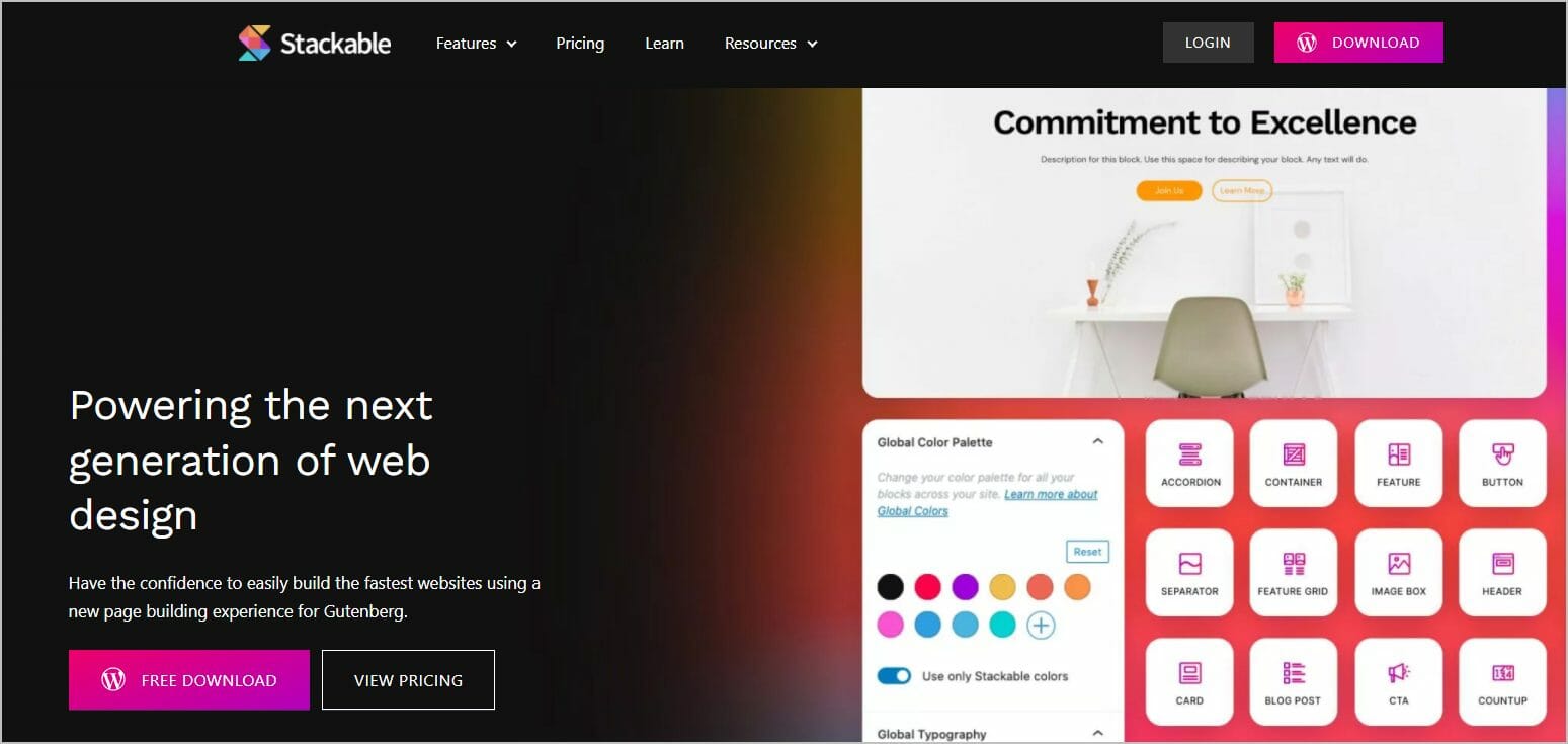 Kadence and Stackable Gutenberg Blocks Comparison TNG
