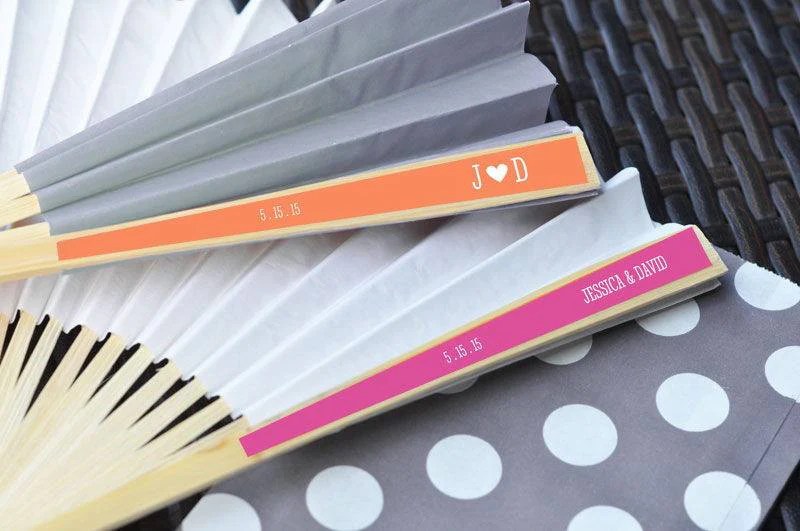 Personalized Colored Paper Fans for Wedding