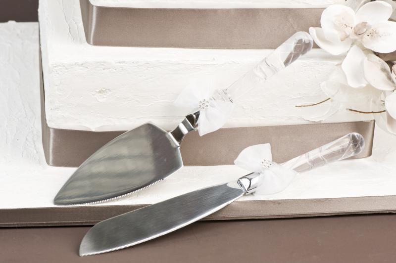 Wedding Cake Server Set with Rhinestones Wedding Wish