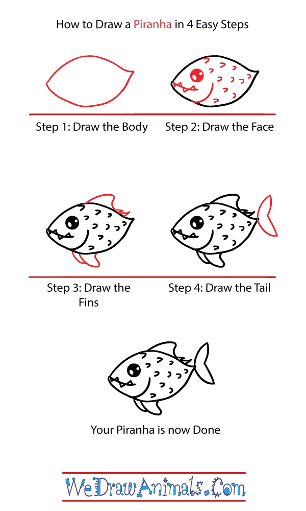 How to Draw a Cute Piranha