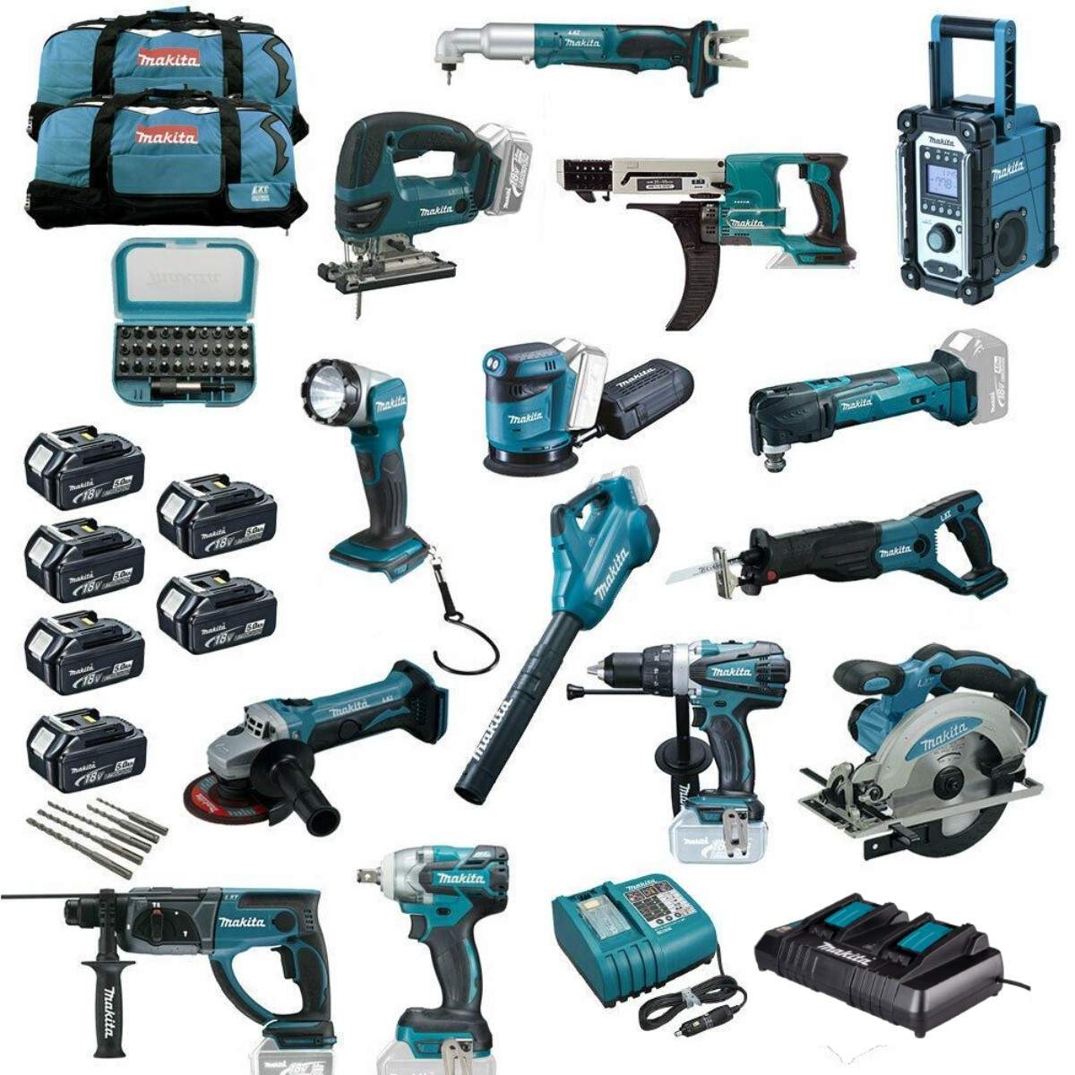 MAKITA Batteria strumento Mega Set XXL 20tlg incl. BATTERIA dtw285