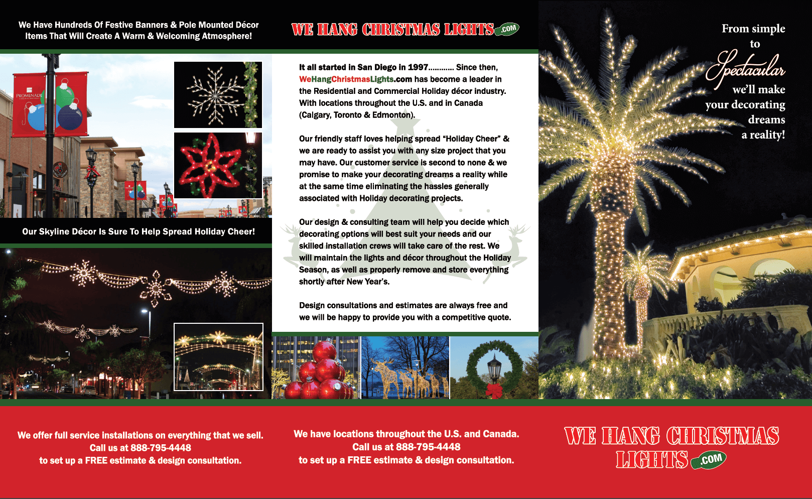 Outside Christmas Light Installation 100 Commercial TriFold Brochures