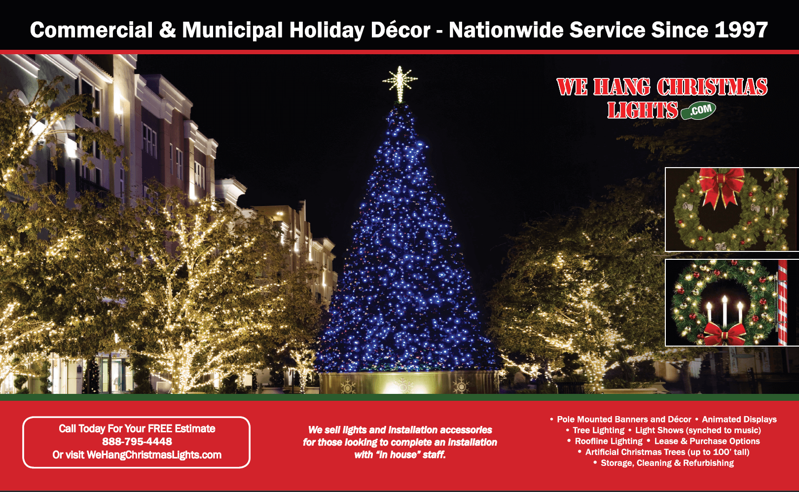 Outside Christmas Light Installation 100 Commercial TriFold Brochures