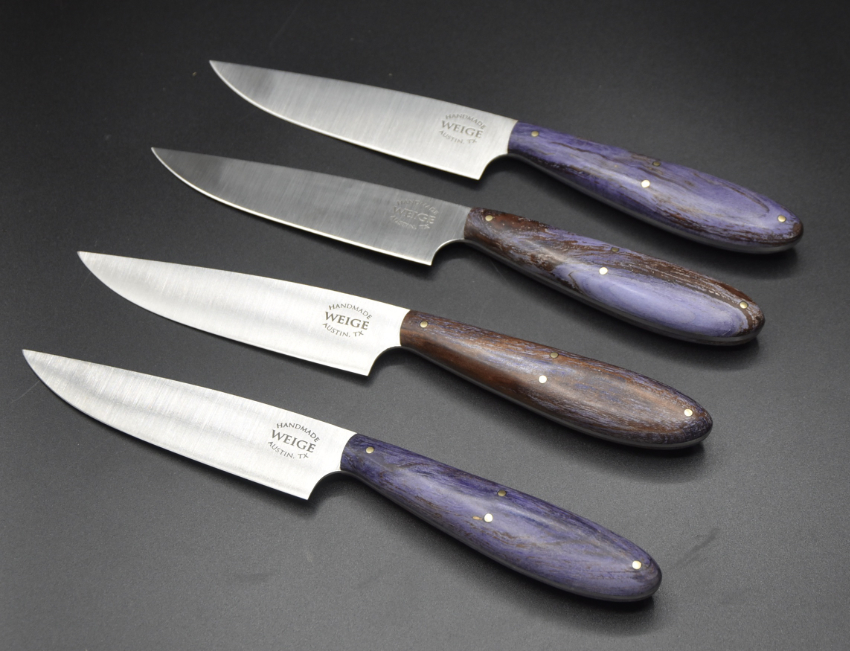 Nonserrated steak knife set. Weige Knives Custom Chef Knives