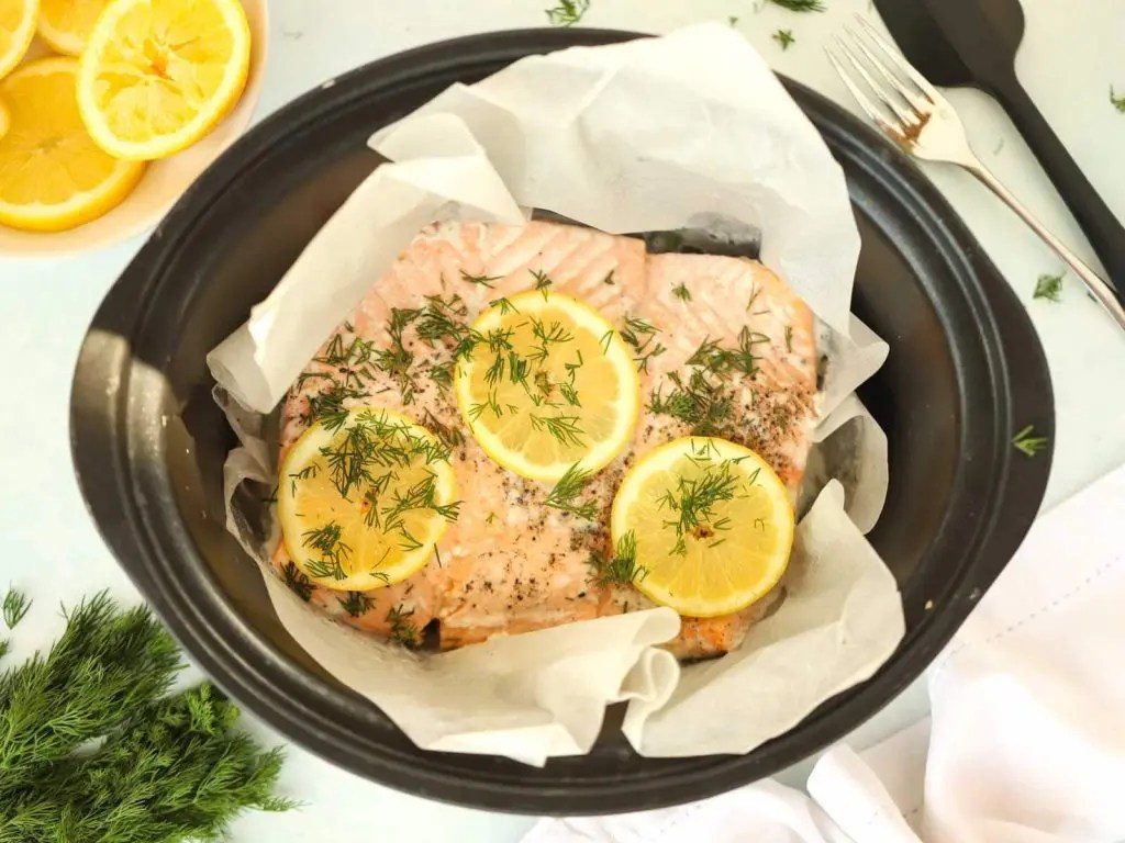 Slow Cooker Salmon with Creamy Lemon Sauce and Rice Recipe We Know Rice