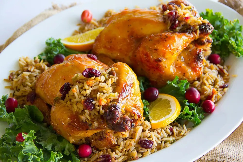 Glazed Cornish Hens with Pecan Rice Stuffing Recipe We Know Rice