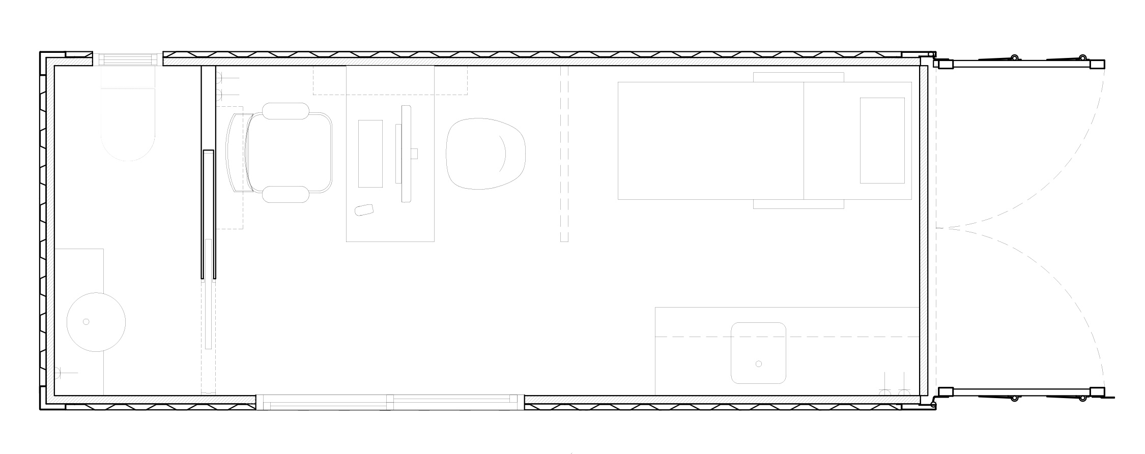 20’ Off Grid mini Clinic + Restroom Welding to Recycle