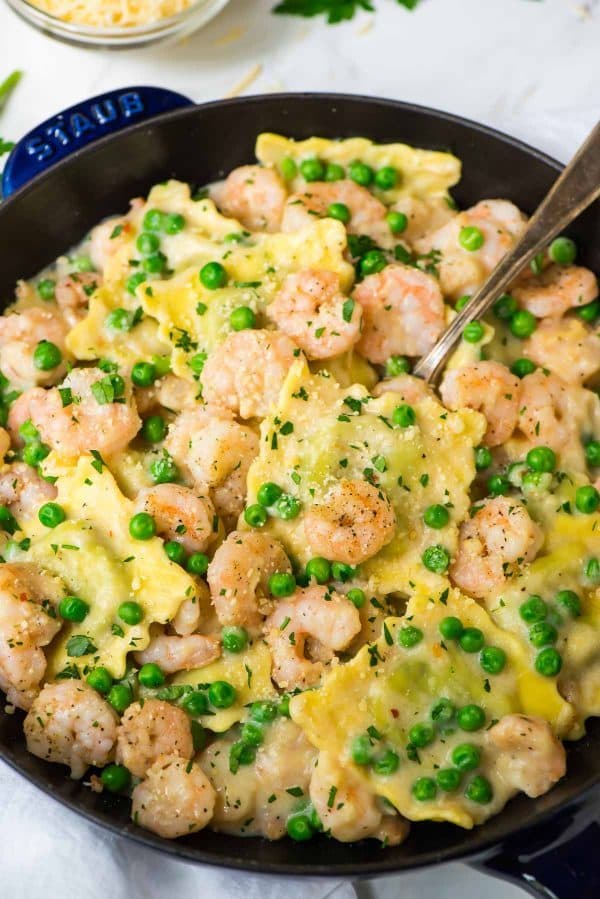 Spinach Ravioli with Shrimp