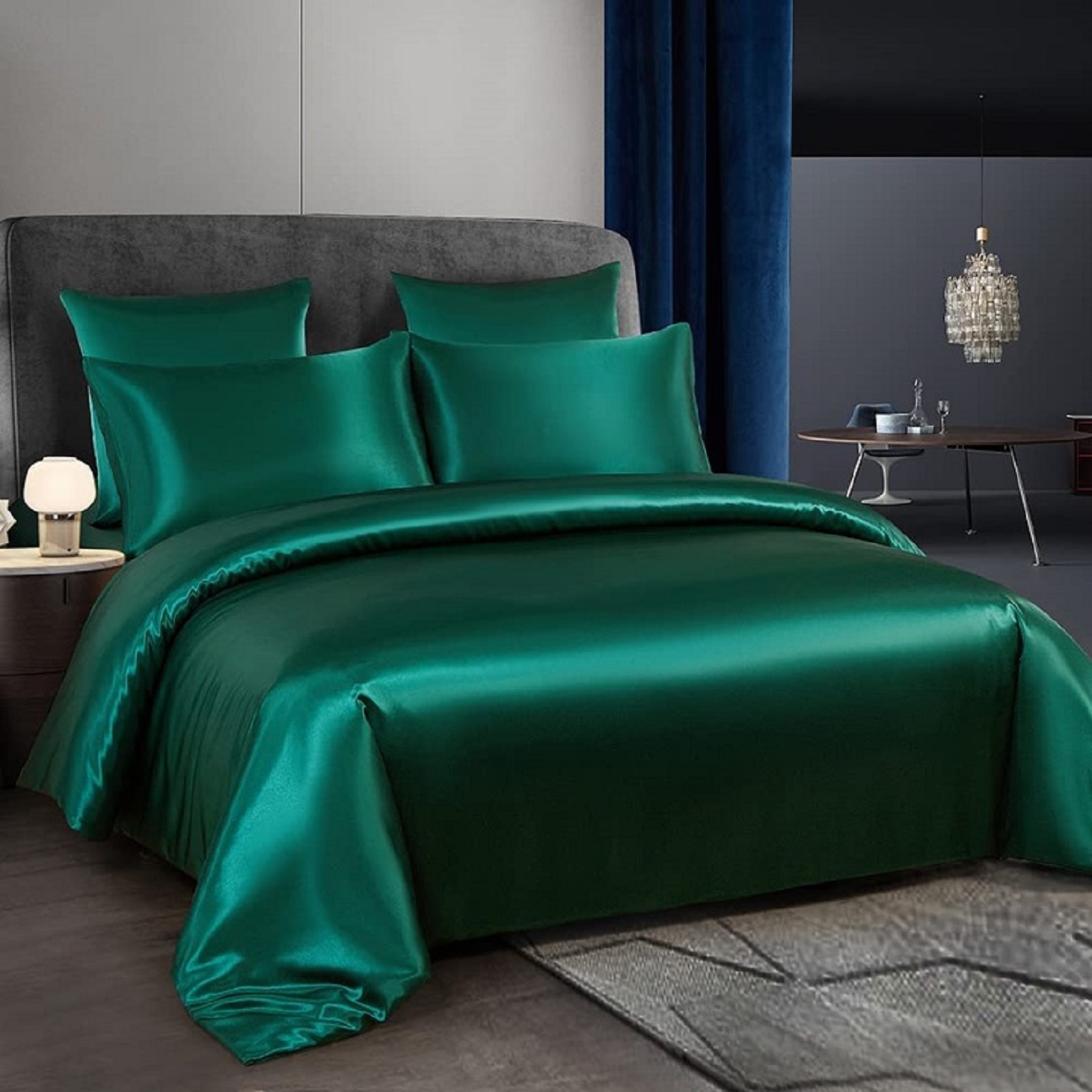 Wholesale Satin Sheets Queen Size Satin Bed Set with 2 Pillowcase