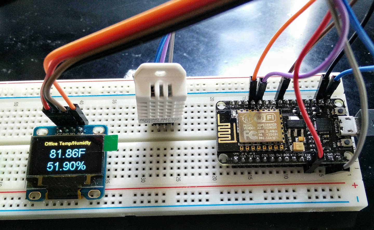 ESP8266 Send DHT Temperature & Humidity to MQTT & OLED Display