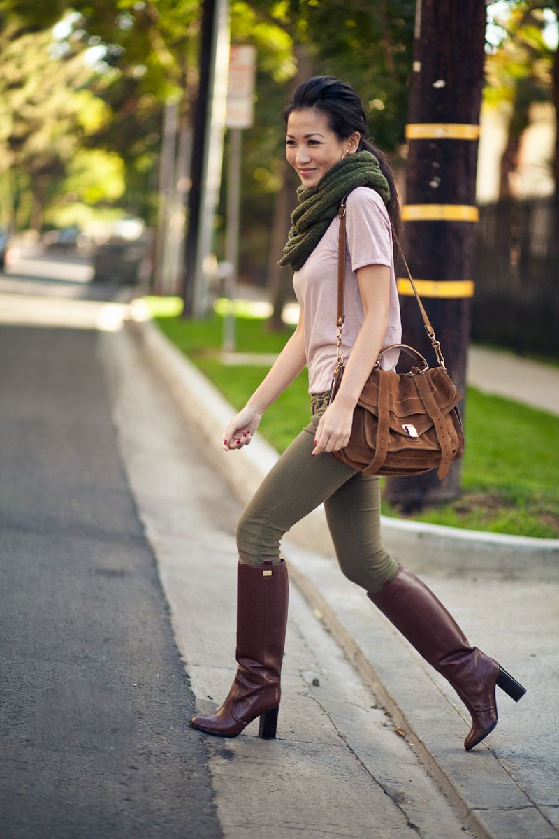 Fall Colors Olive scarf & Brown riding boots Wendy's LookbookWendy's Lookbook