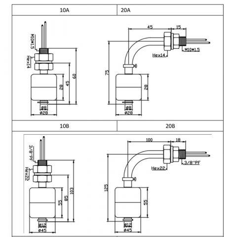 diesel tank float switch, tank float switch, float ball level switch