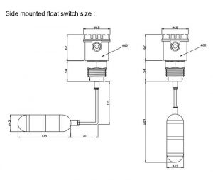 side mounted level switch, side mount float switch, water float switch