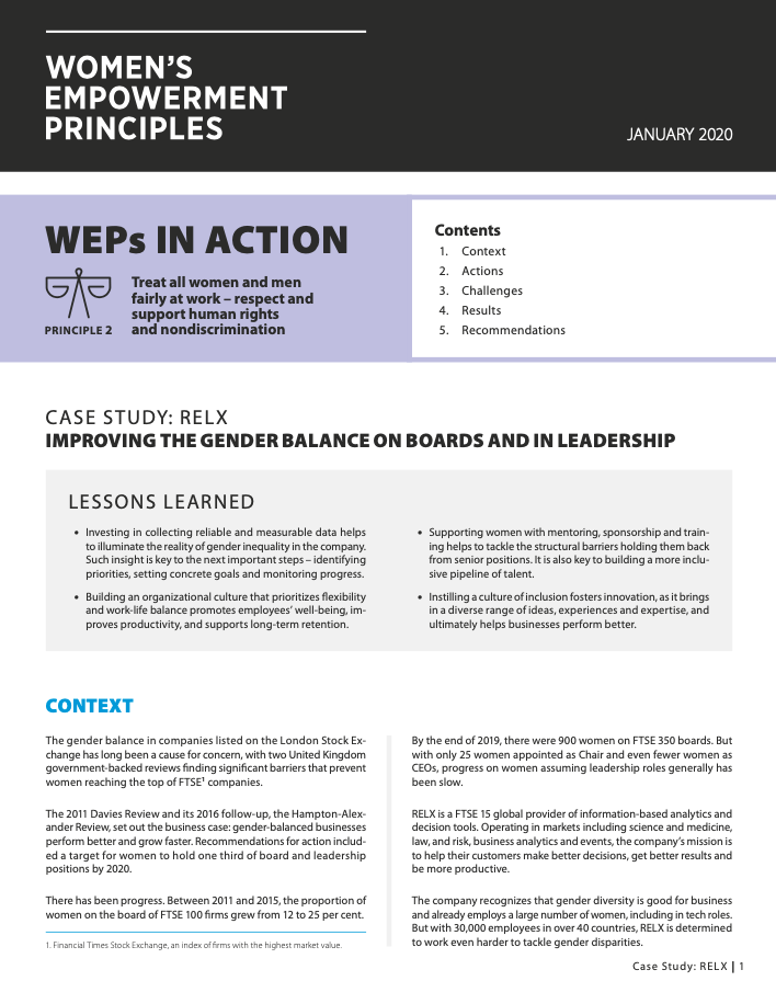 Improving the Gender Balance on Boards and in Leadership WEPs