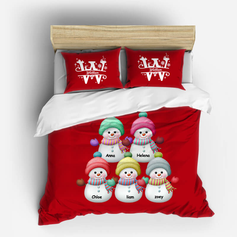 Personalized yeti family quilt cover three piece