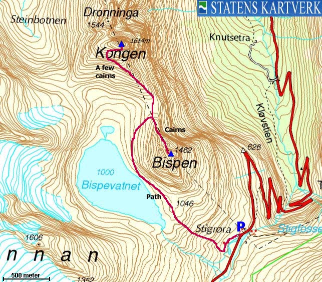 Norwegian Mountains Route Descriptions Kongen, Bispen, Trollstigen