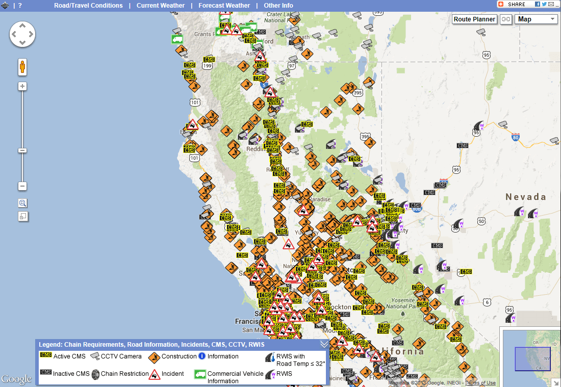 Caltrans Road Conditions Northern California Map One Stop Shop (OSS) Update August 9th, 2013