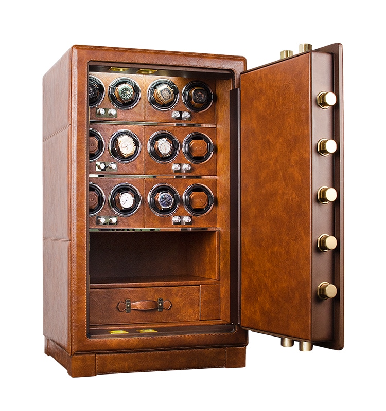 Brown Heavy Duty 12Slot Automatic Watch Winder Safe