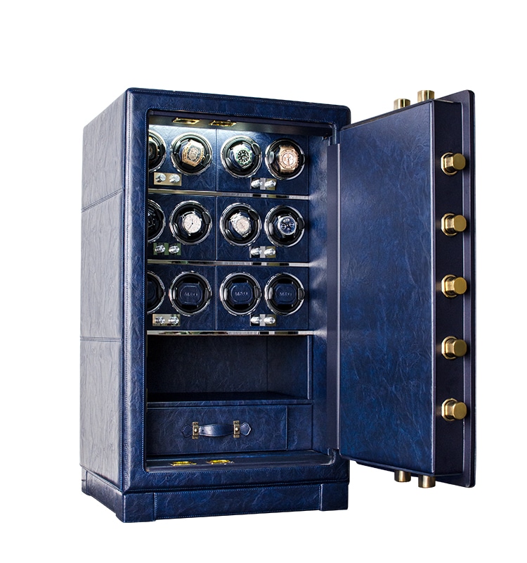 Blue Heavy Duty 12Slot Automatic Watch Winder Safe