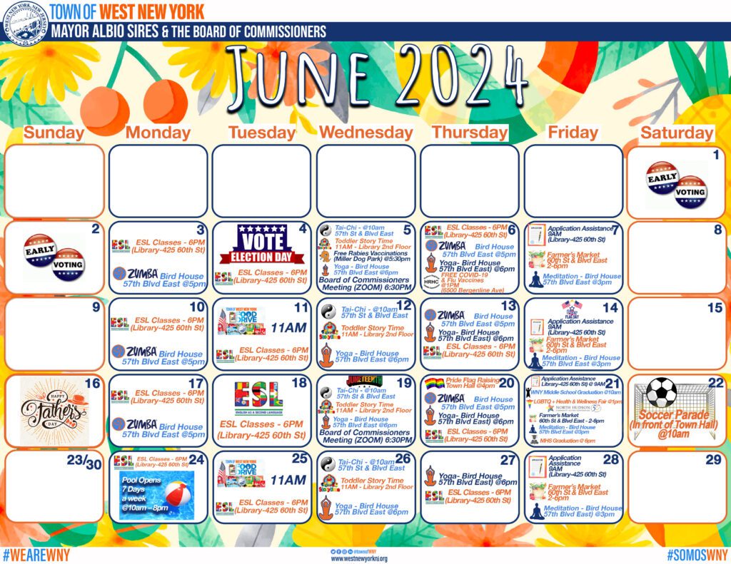 West New York Community Calendar June, 2024 The Town of West New York West New York Community Calendar June, 2024 The Town of West New York