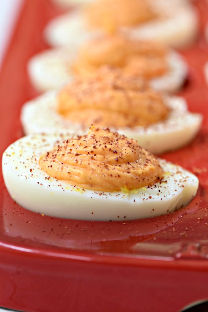 Harissa Deviled Eggs (with no Mayo!) West of the Loop