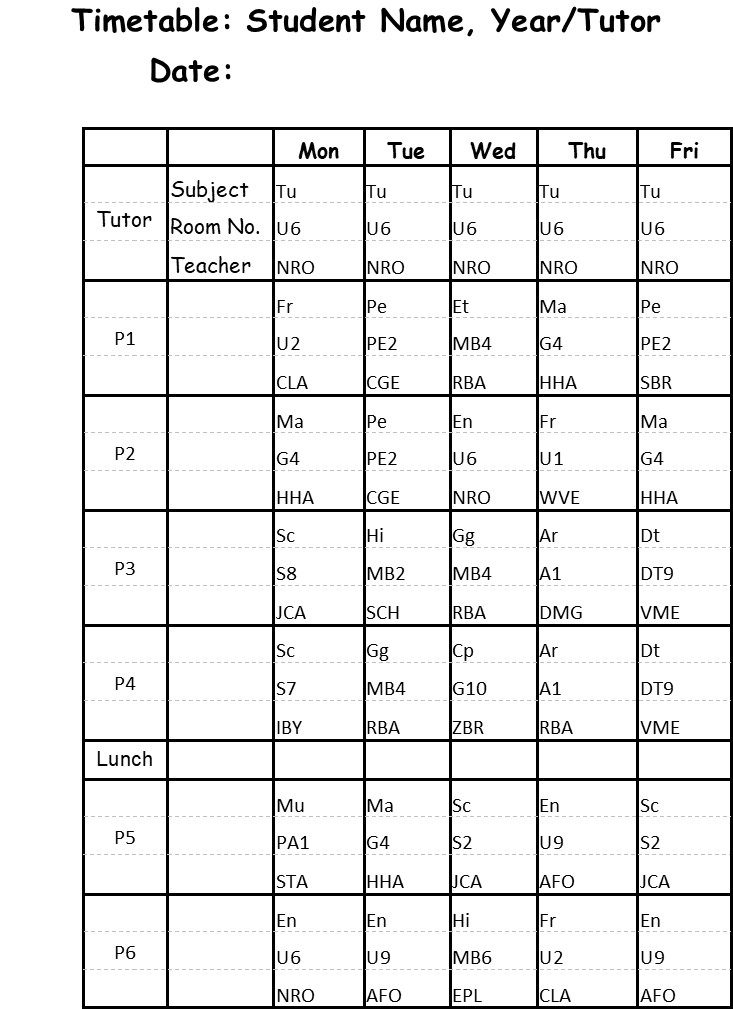 The Weston Road Academy School Day/Timetable