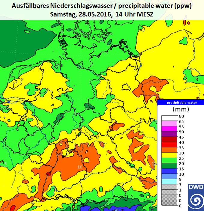 Precipitable water Wetterdienst.de