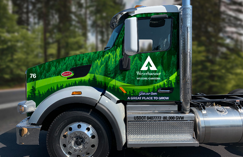 Vinyl Wraps on Oregon Log Trucks Serve As Recruitment Vehicles