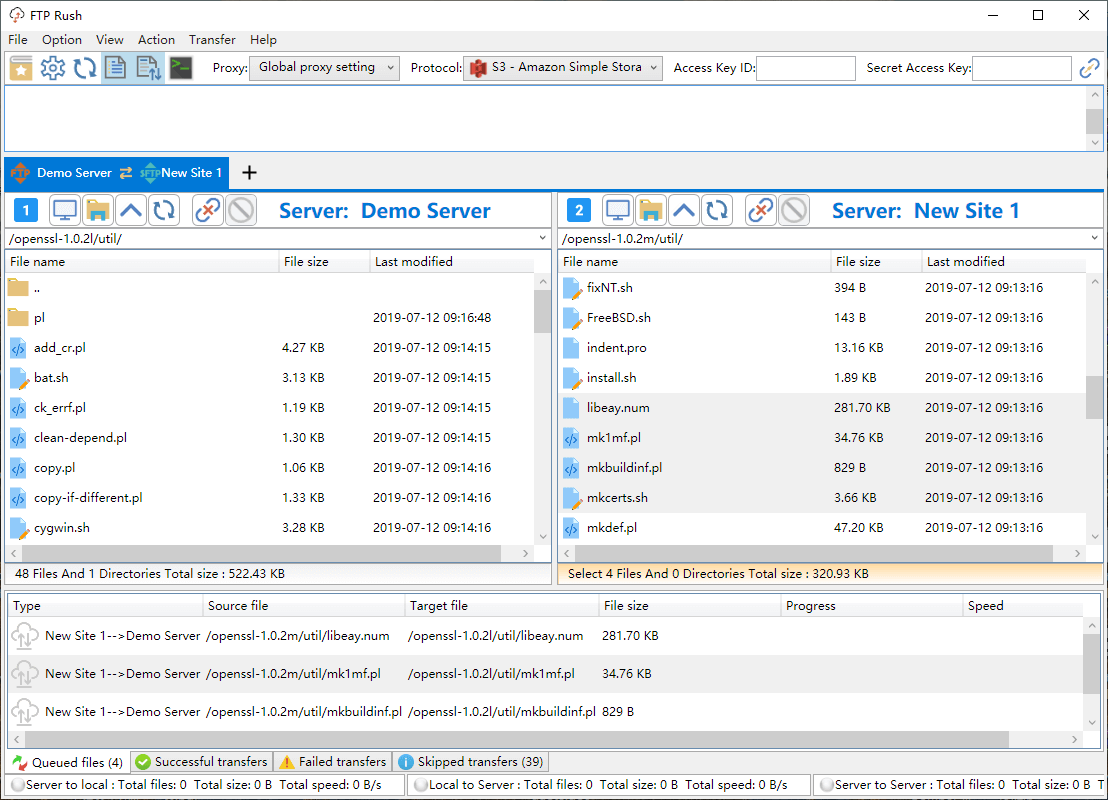 Free file transfer software FTP Rush