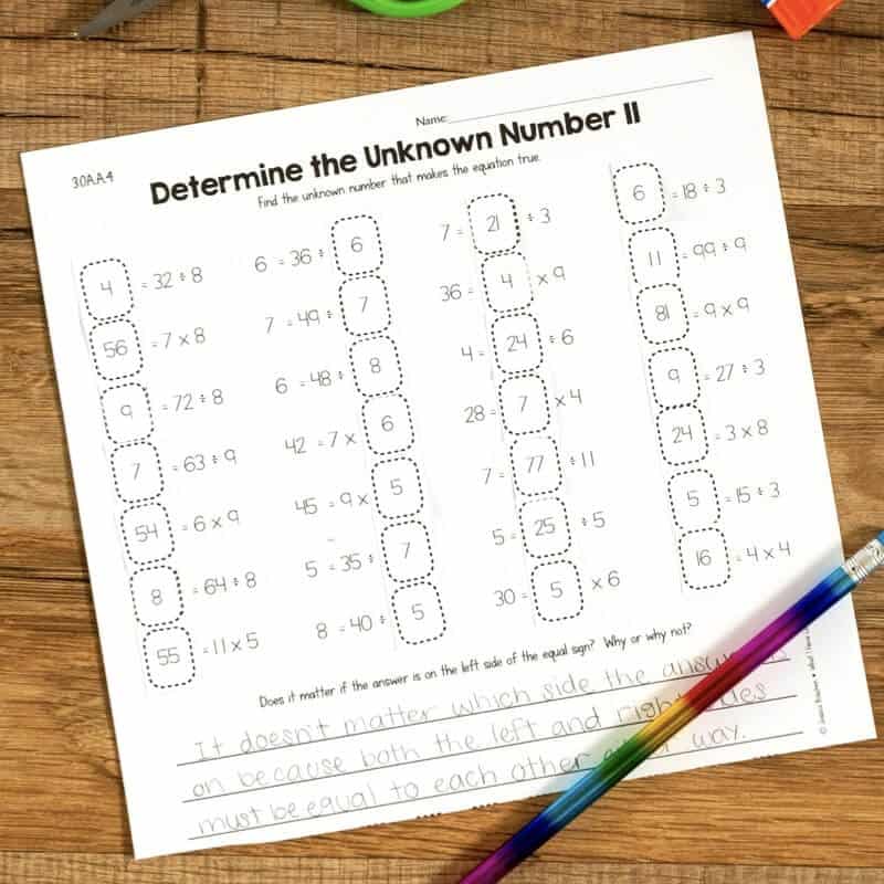 Operations and Algebraic Thinking Cut and Paste Math