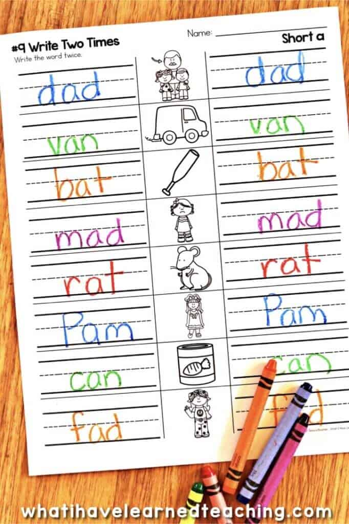 Short A Phonics Worksheets Short A CVC Words