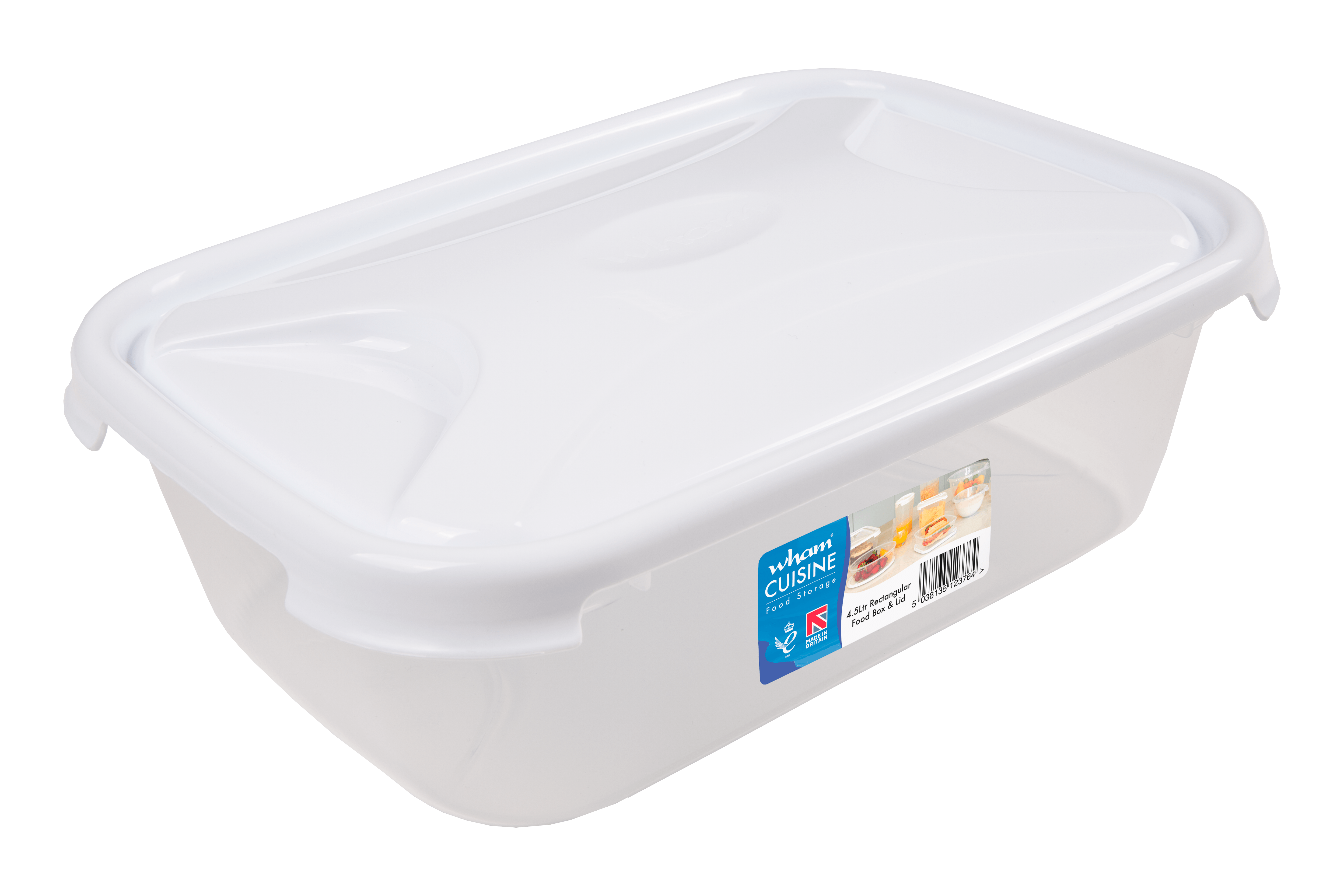 Cuisine 4.5L Rect Food Box & Lid Clear/Ice White 12376 What More UK