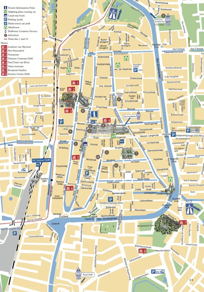 Kaart Van Delft Centrum Map of Delft