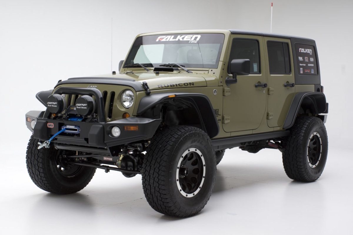 The Mean Green Jeep Unlimited Rubicon w/ ATX Wheels and Off Road Tires