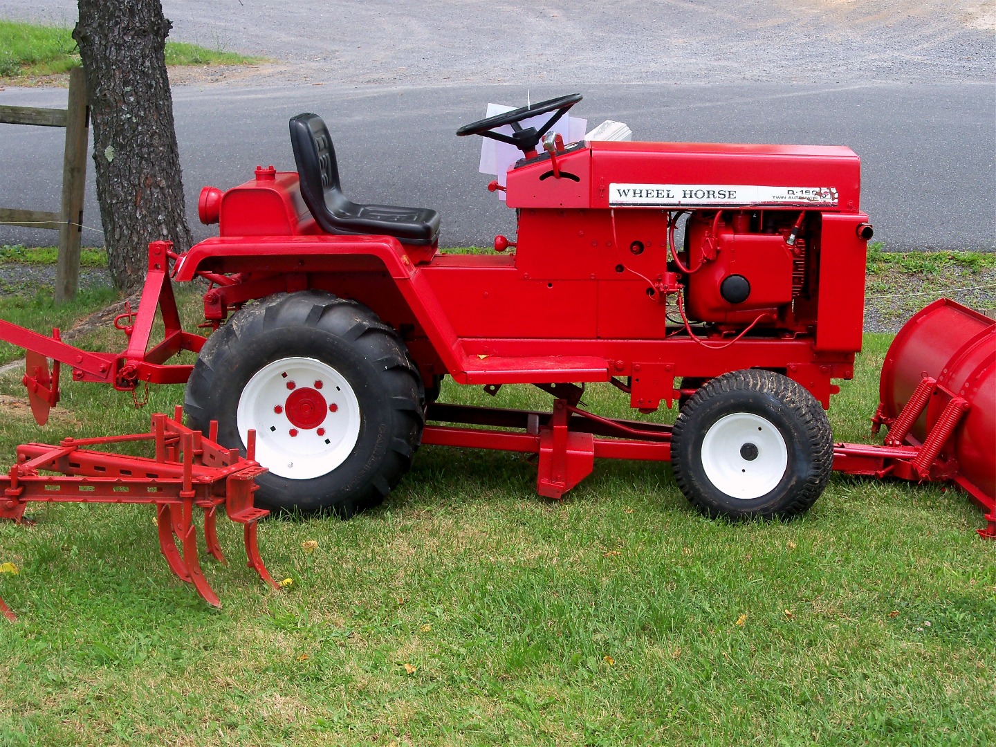 1978 Wheel Horse D-160 Twin Automatic with 6 Implements and new wheel