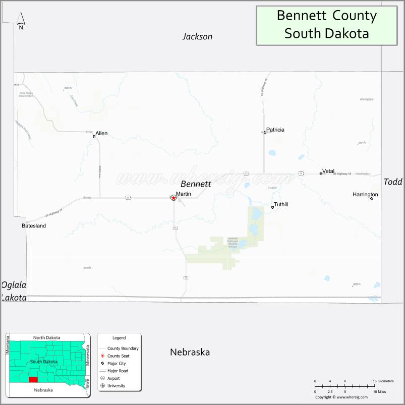 Map of County, South Dakota Where is Located, Cities