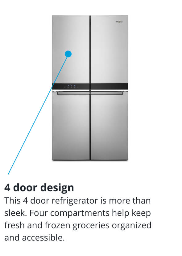 New Product Hub Whirlpool® 36” Counter Depth 4Door Refrigerator