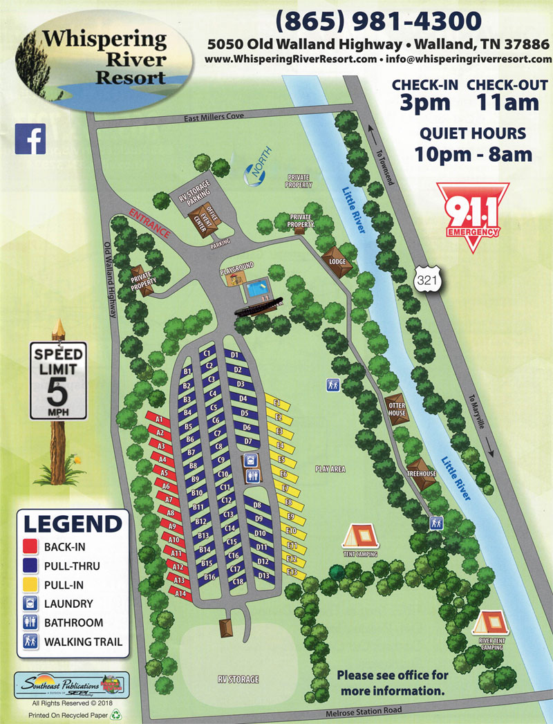 Resort Map Whispering River Cabins