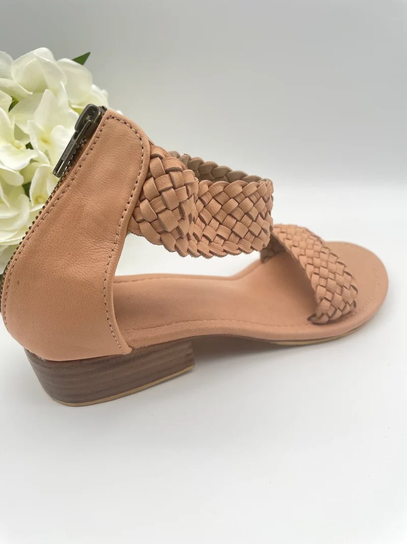 Bahama Sandal - Nude Block Heel – White Ginger TM
