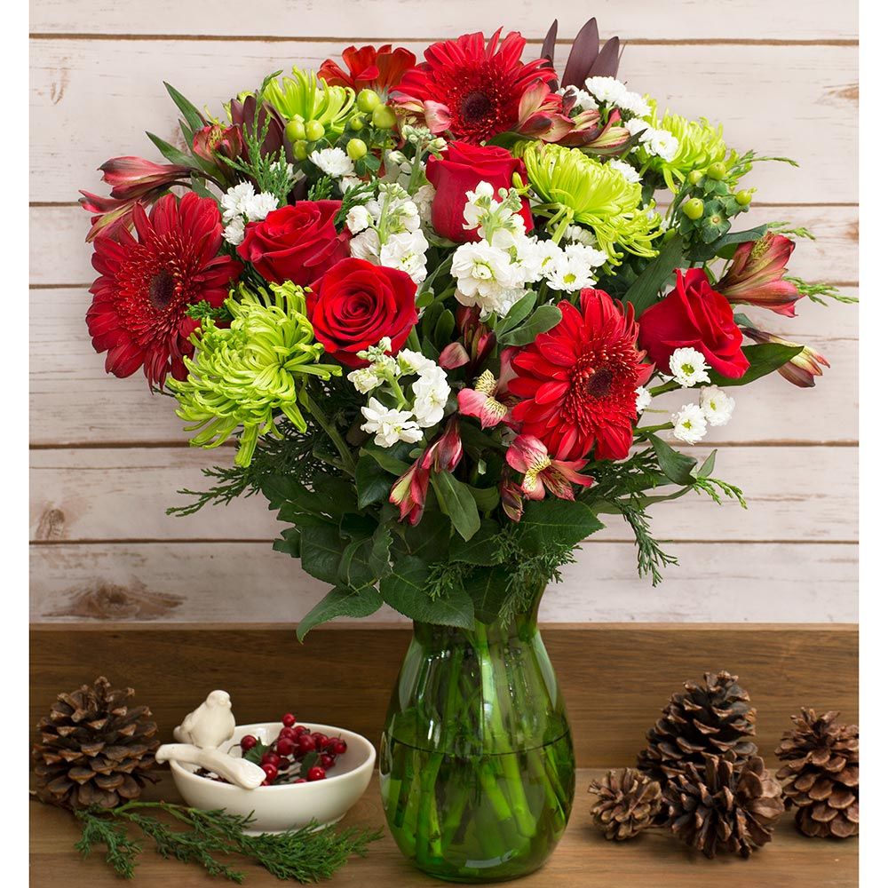 Christmas Colors Holiday Bouquet White Flower Farm