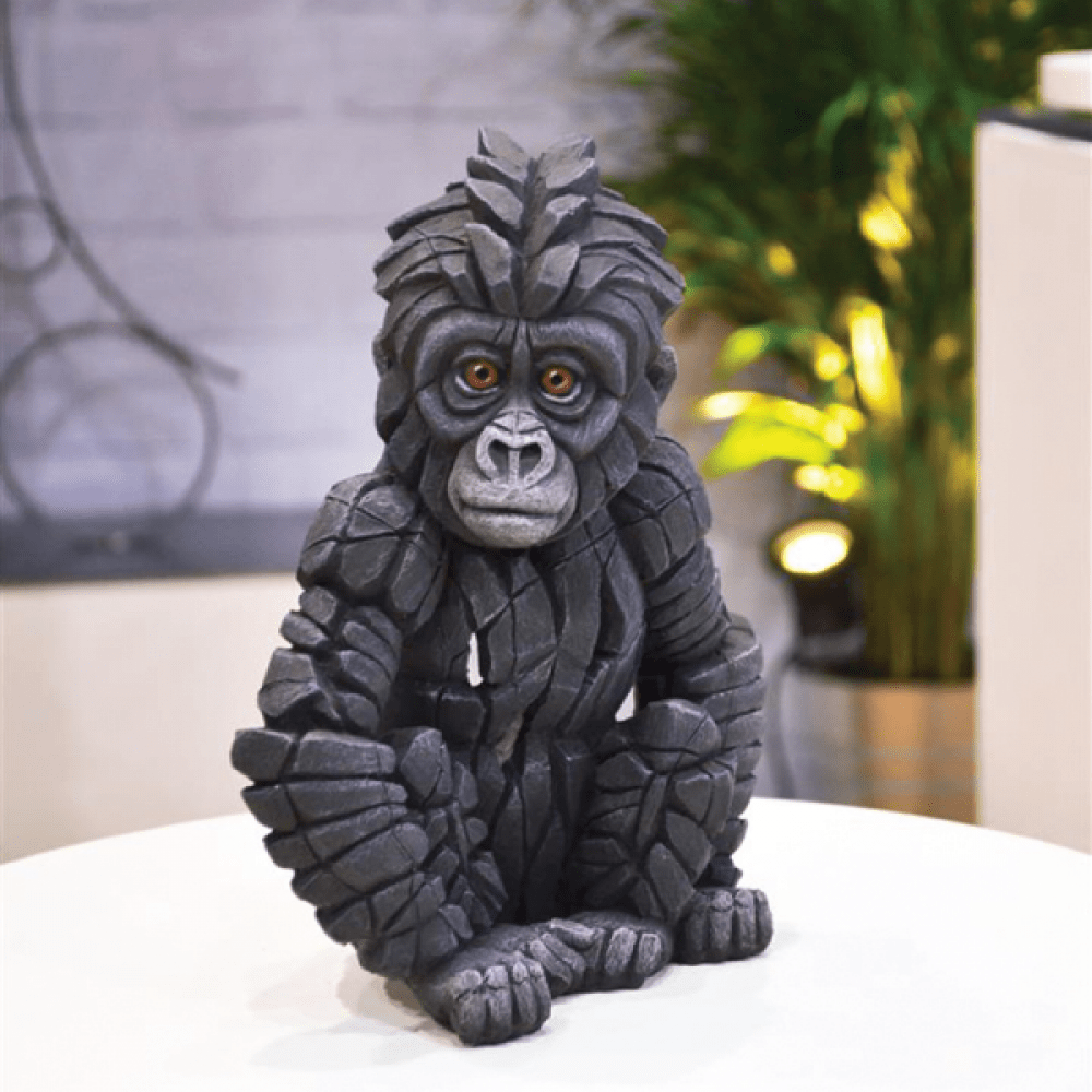 Baby Gorilla Sculpture Edge Sculptures White Lemon
