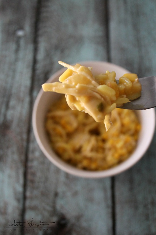 Slow Cooker Cheesy Chicken and Rice White Lights on Wednesday